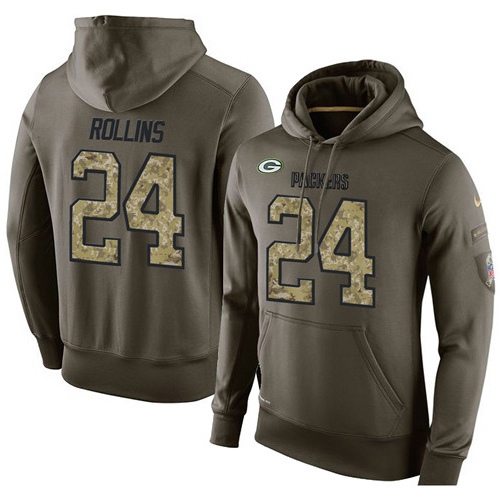 NFL Nike Green Bay Packers #24 Quinten Rollins Green Salute To Service Men's Pullover Hoodie